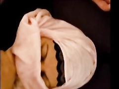 Arabic woman dominated by huge white cock